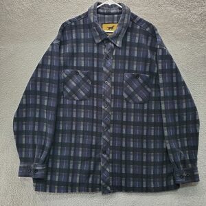 Irish Setter Brownsville Fleece Shirt Mens XXL Blue Plaid Long Sleeve Warm
